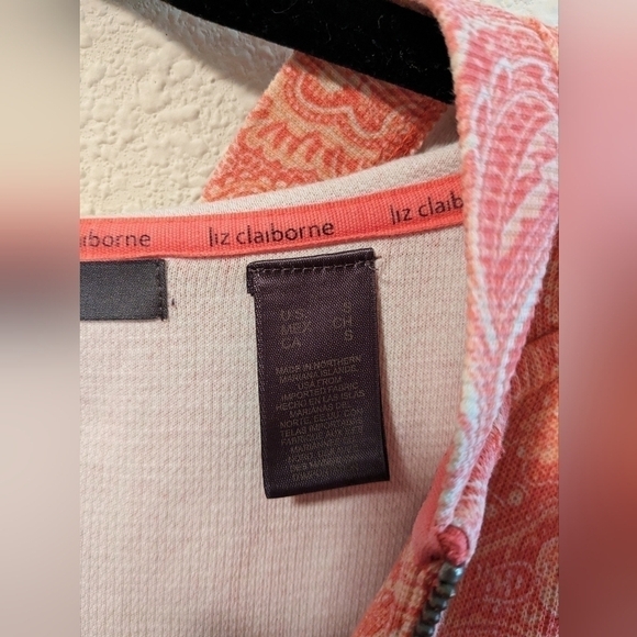 Liz Claiborne Peachy Pink Paisley Hoodie Girly - Picture 9 of 10